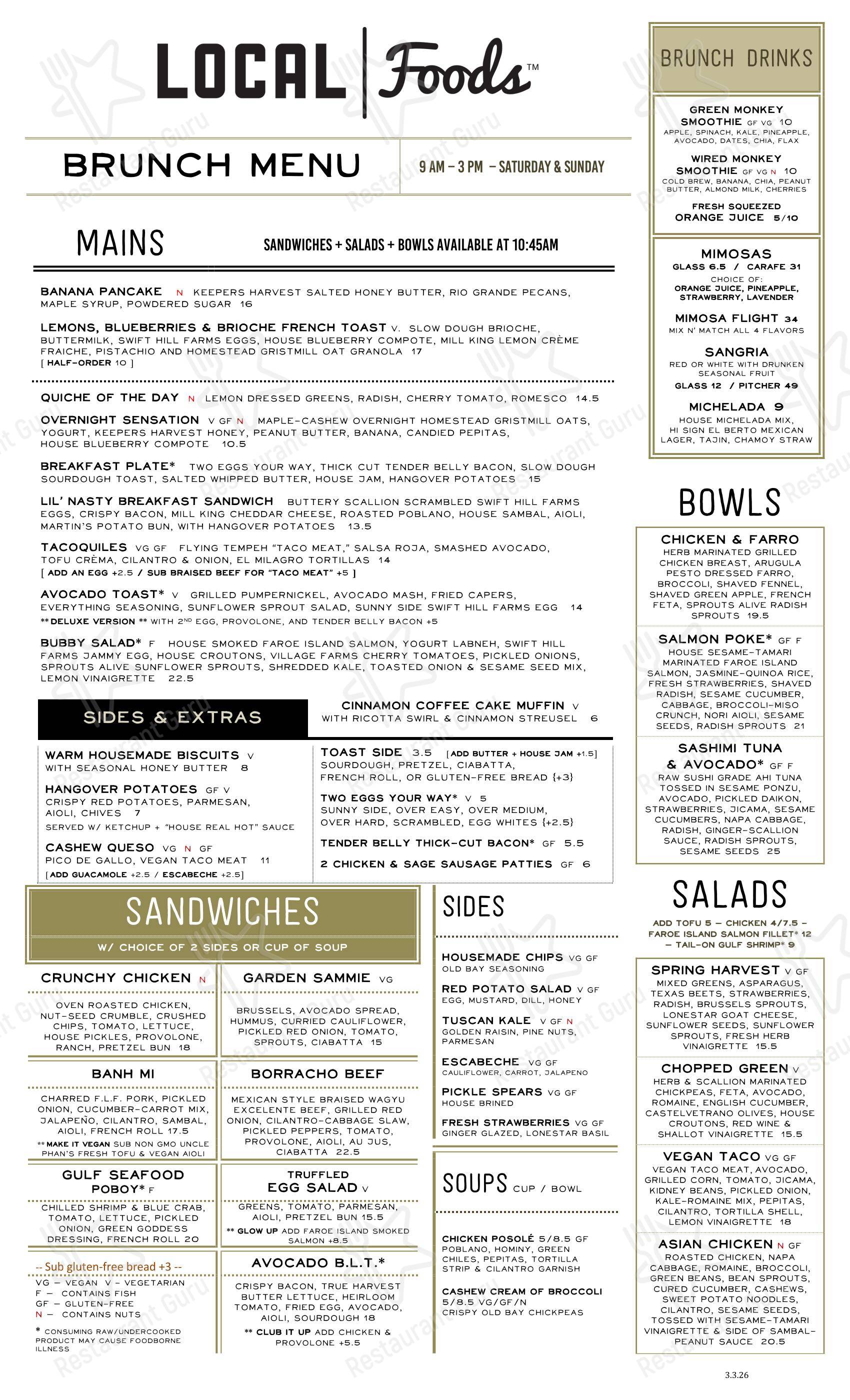 Local Foods - Rice Village в Хьюстоне - Menu pizzeria