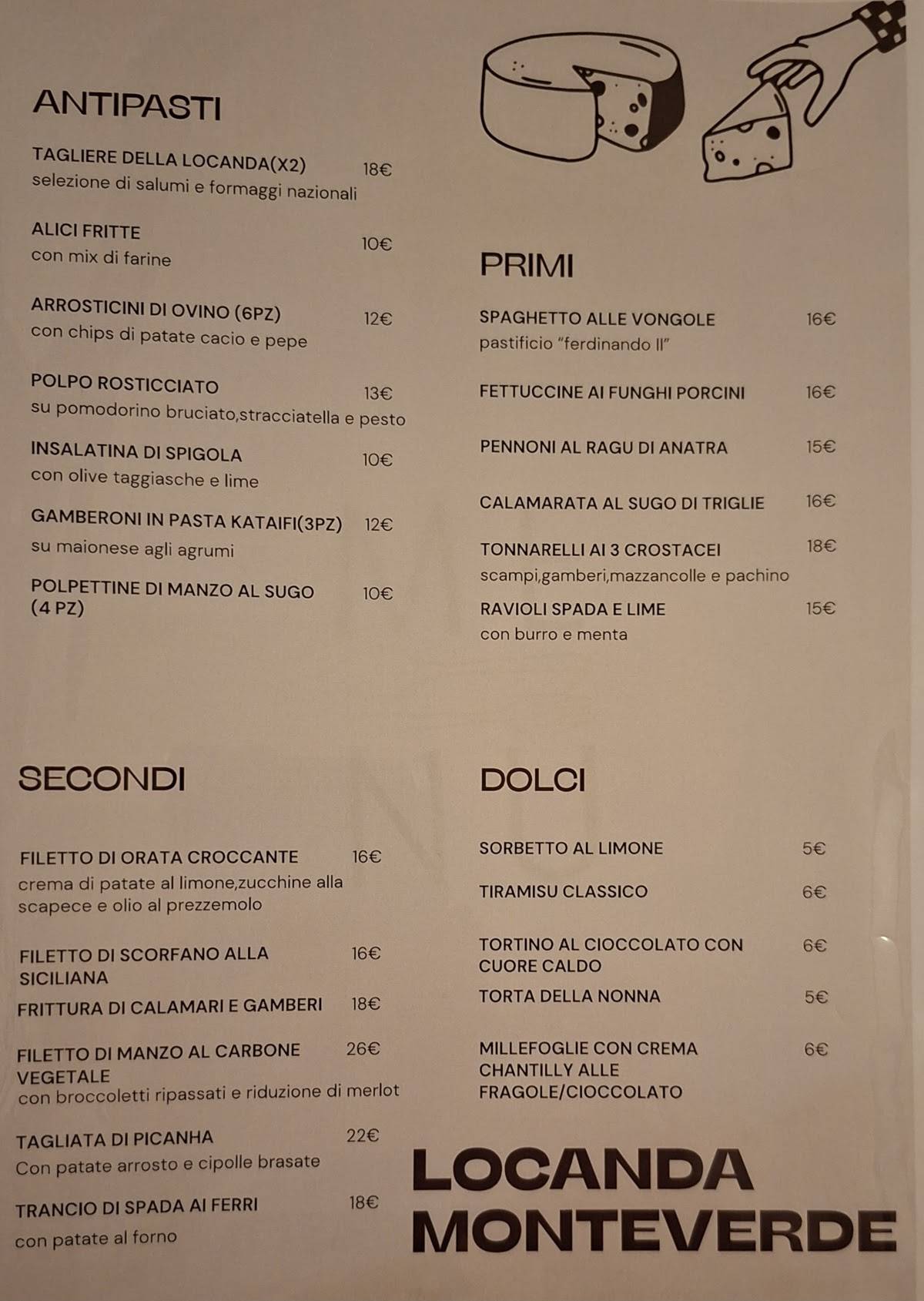 Locanda Monteverde Ristorante da Bruno меню