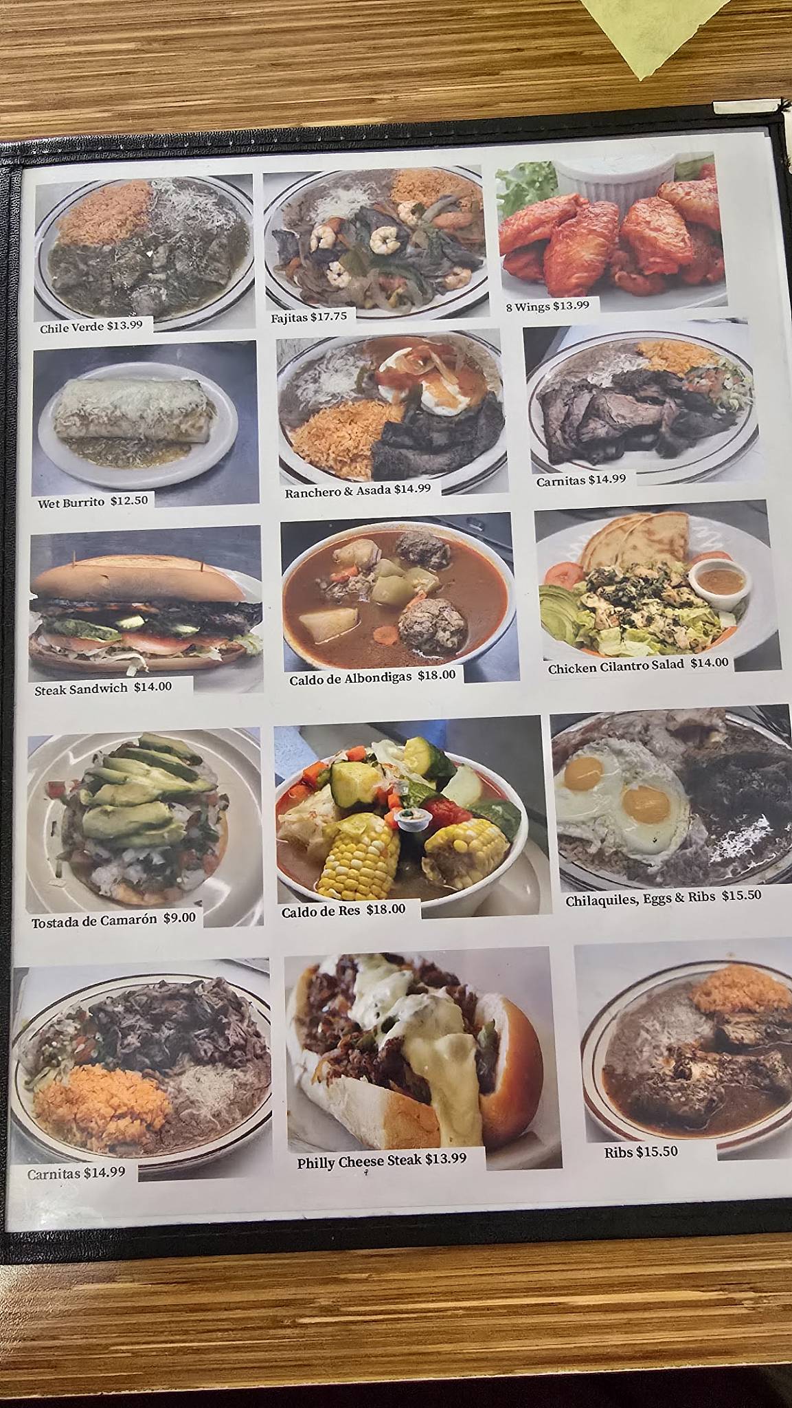 Los Dos Pablos Restaurante меню