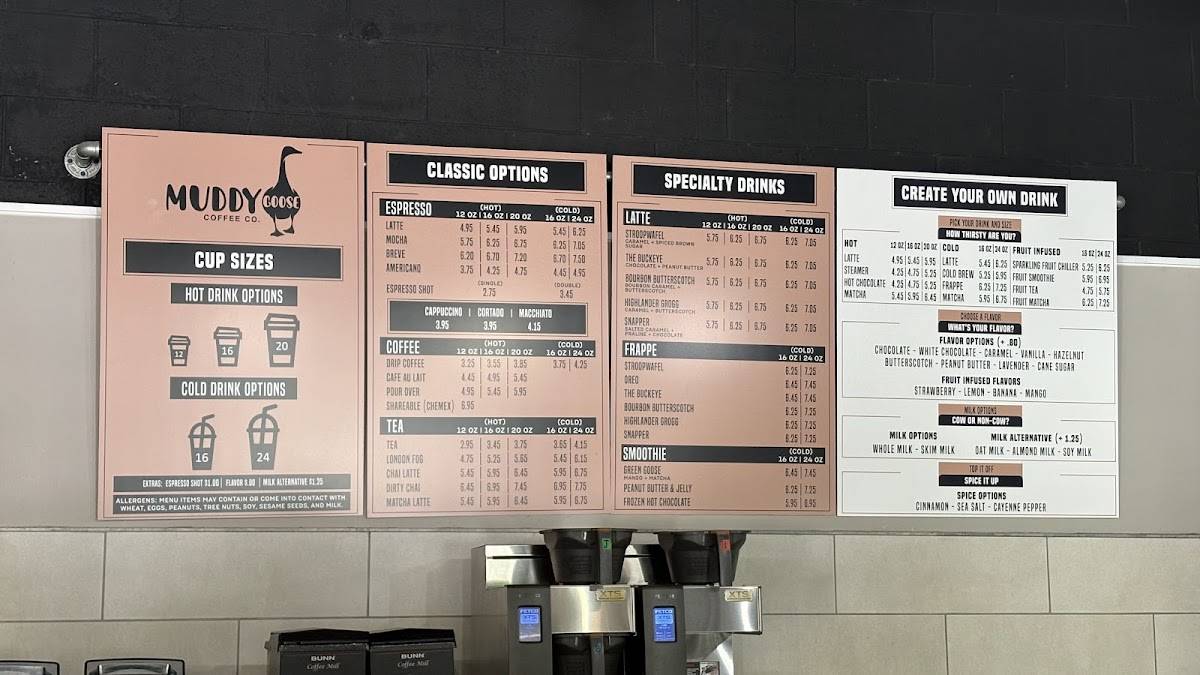MUDDY GOOSE COFFEE CO. меню