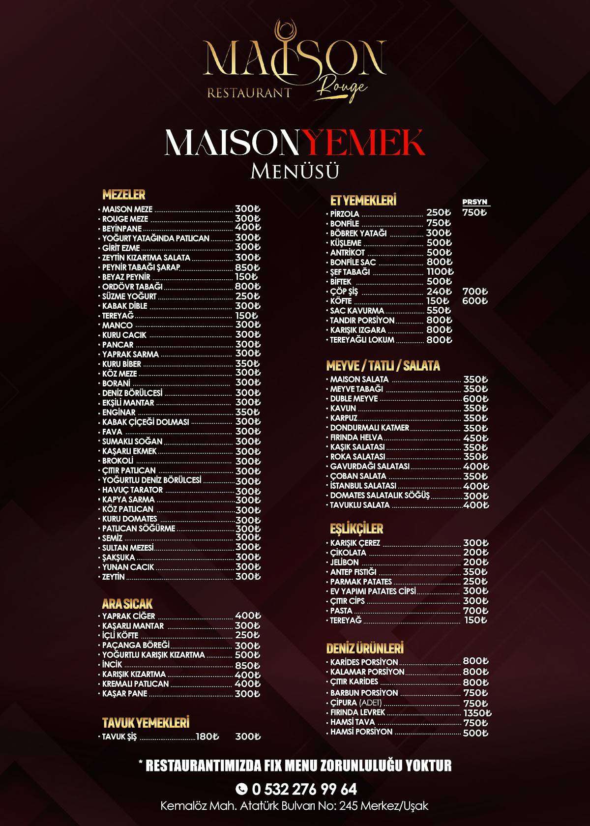 Maison Rouge меню