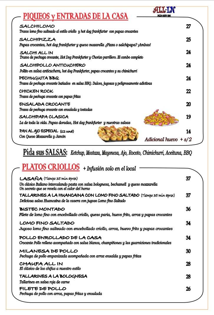 All In Pizza Resto Bar меню
