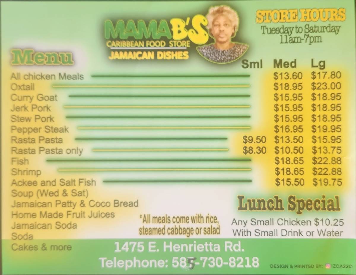 Mama B's меню