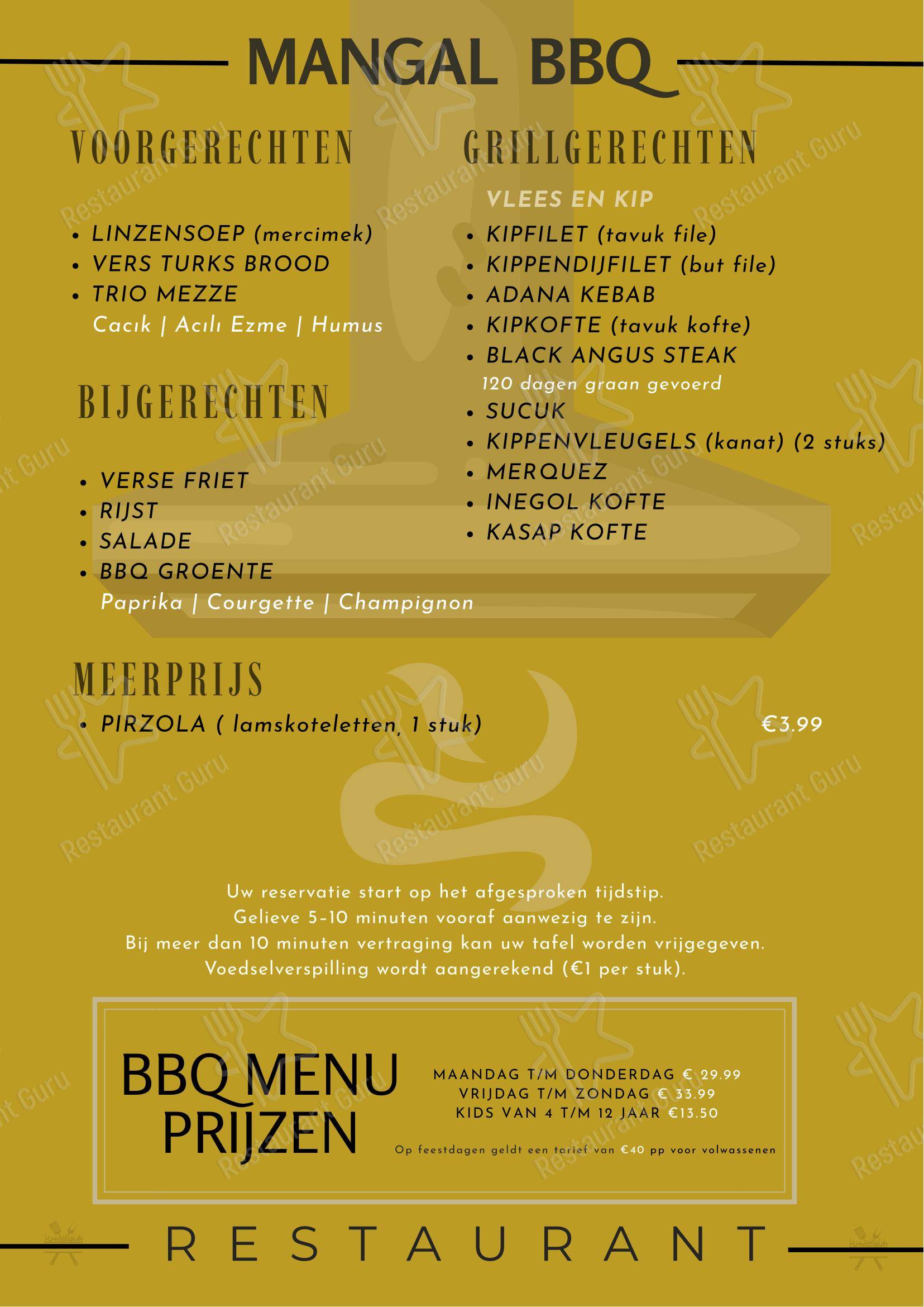 Меню ресторана Mangal BBQ