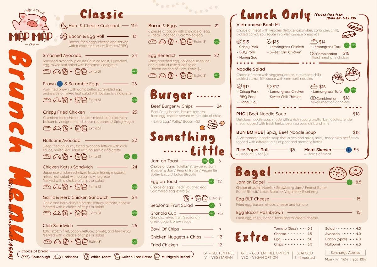 Mập Mập Cafe - The Piggy Coffee Coffee, Brunch, Bánh mì, Phở меню
