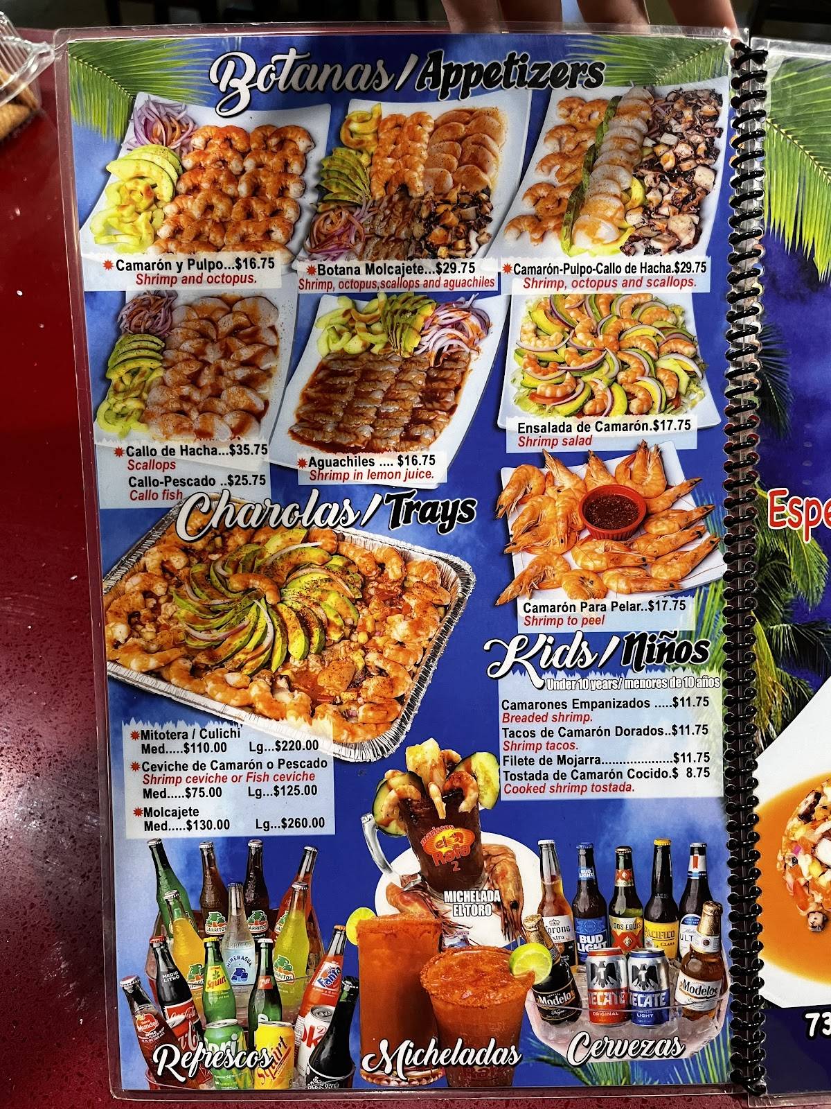 Mariscos El Rafa 2 меню