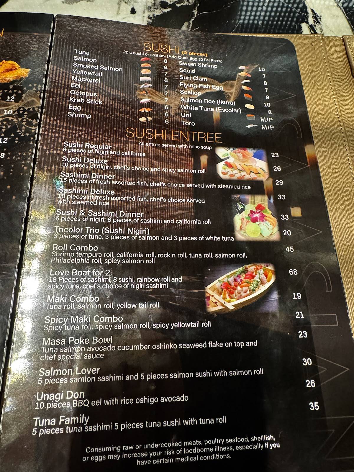 Masa Asian Bistro And Bar меню