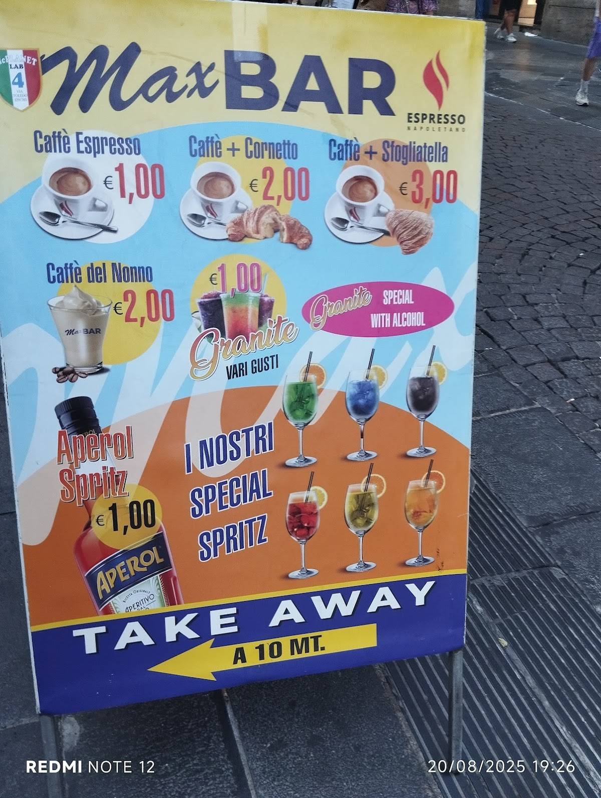 Max Bar｜Best Traditional Coffee in Naples меню