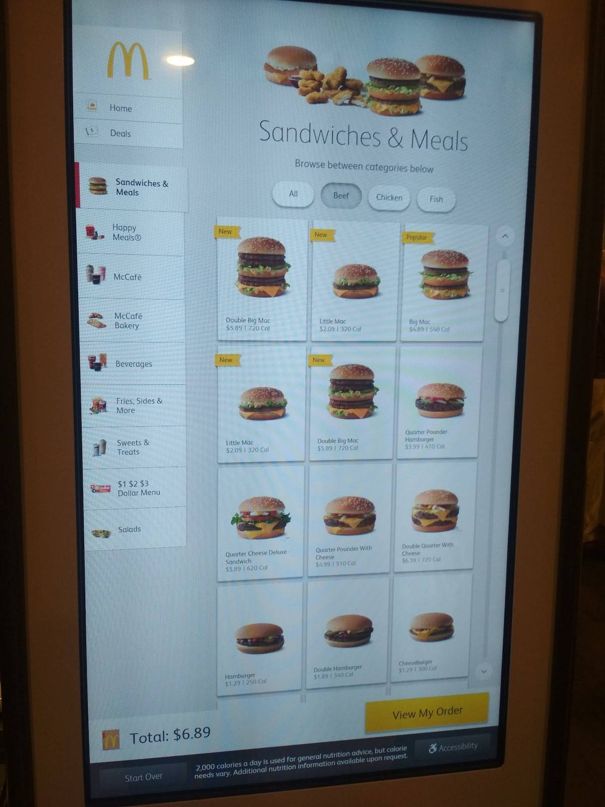 McDonald's меню