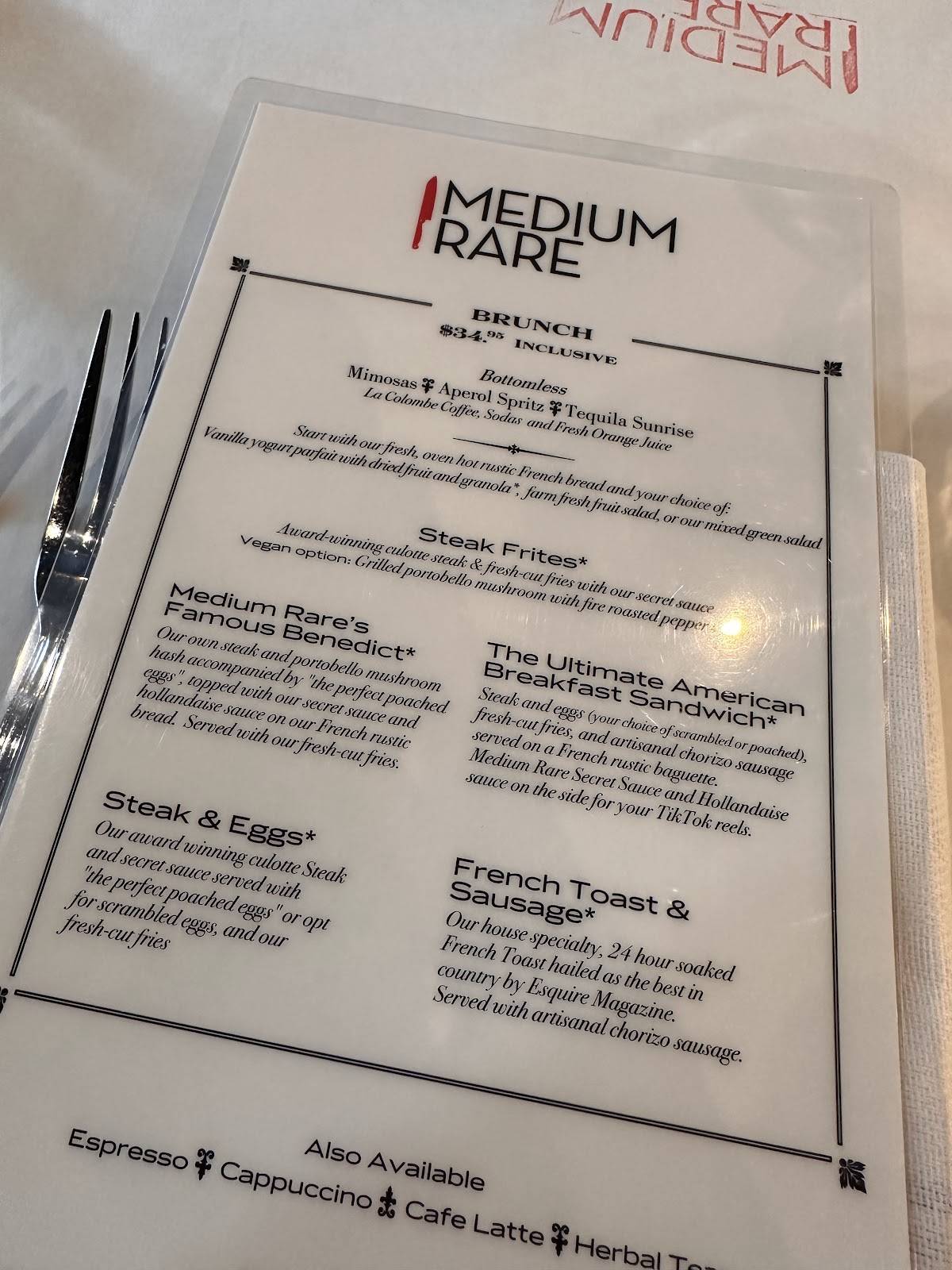 Medium Rare меню