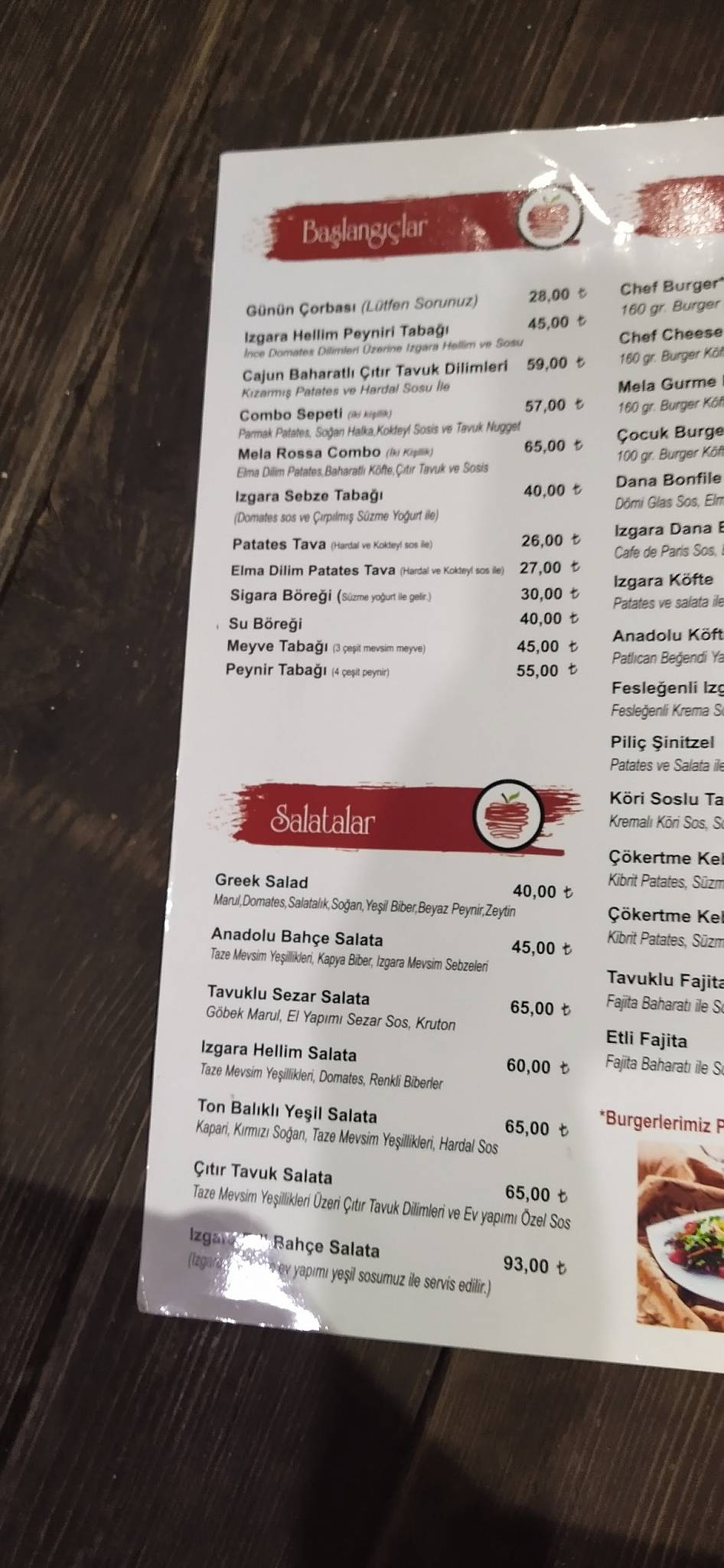 Mela Rossa Restaurant меню