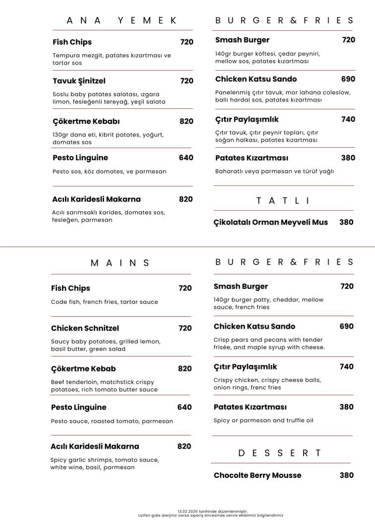 Mellow Kitchen & Cocktails меню