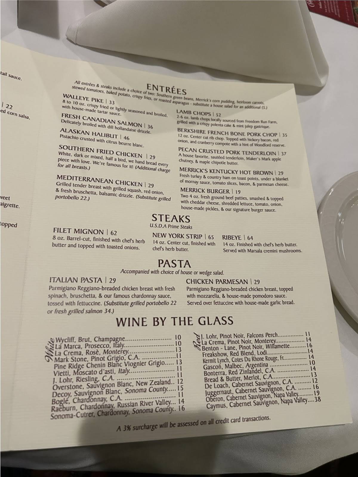 Merrick Inn Restaurant меню