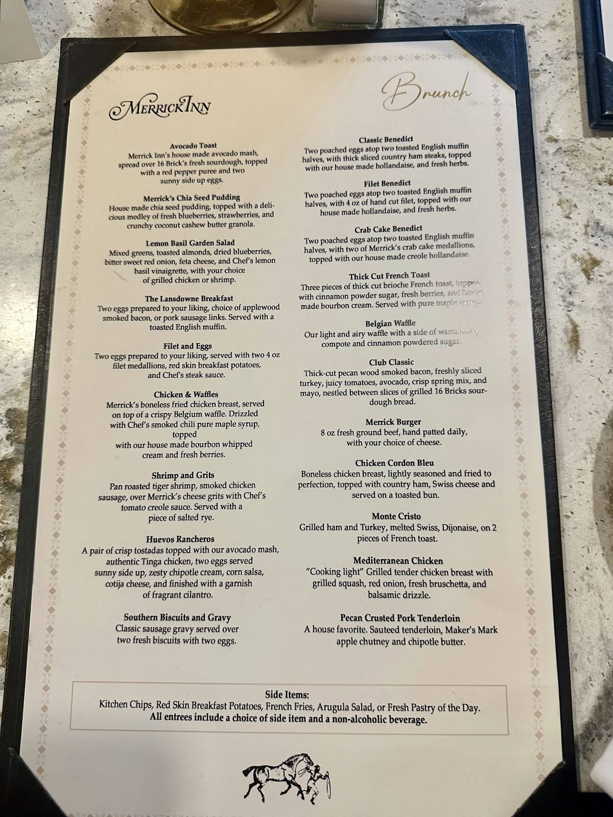 Merrick Inn Restaurant меню