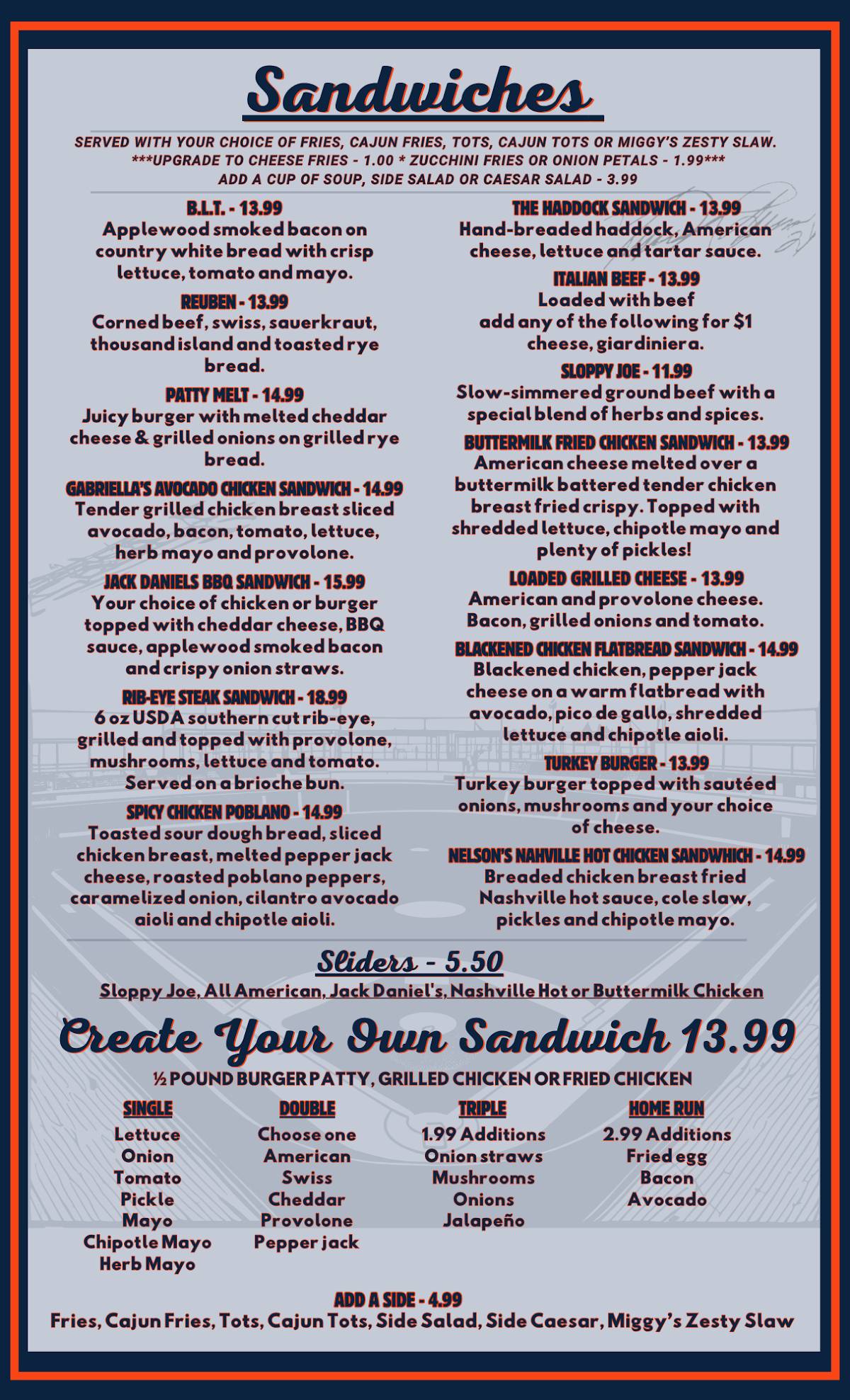 Miggy's Sports Bar & Restaurant меню