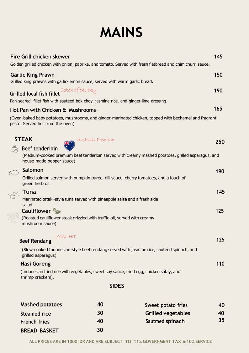Mill Restaurant меню