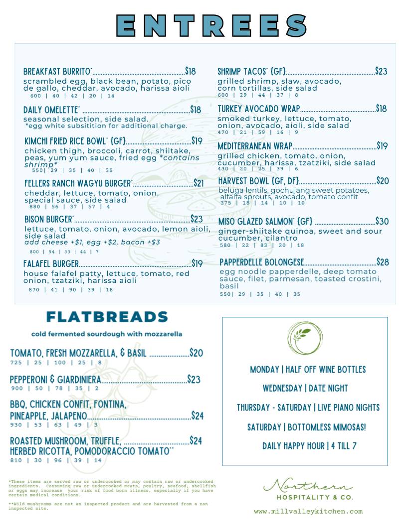 Mill Valley Kitchen меню