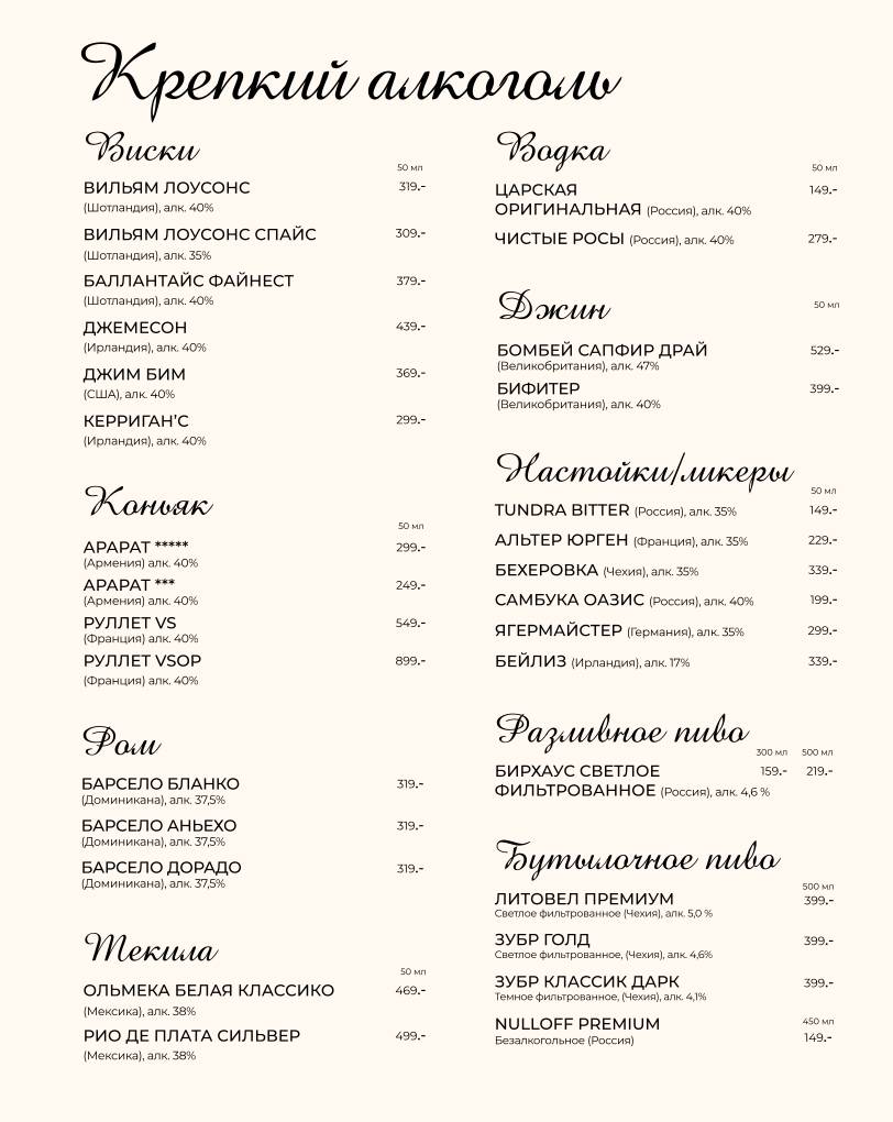 Месье Жан Поль меню