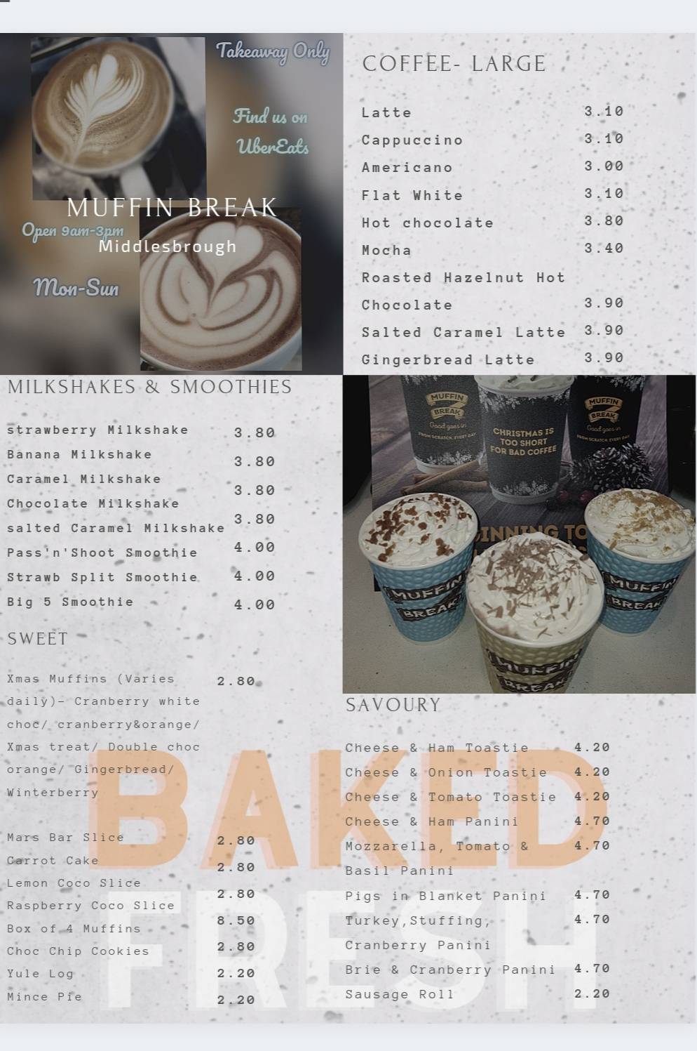 Muffin Break Middlesbrough меню