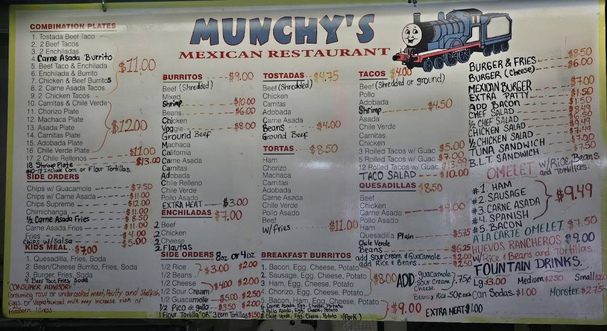 Munchy's Mexican Restaurant. меню