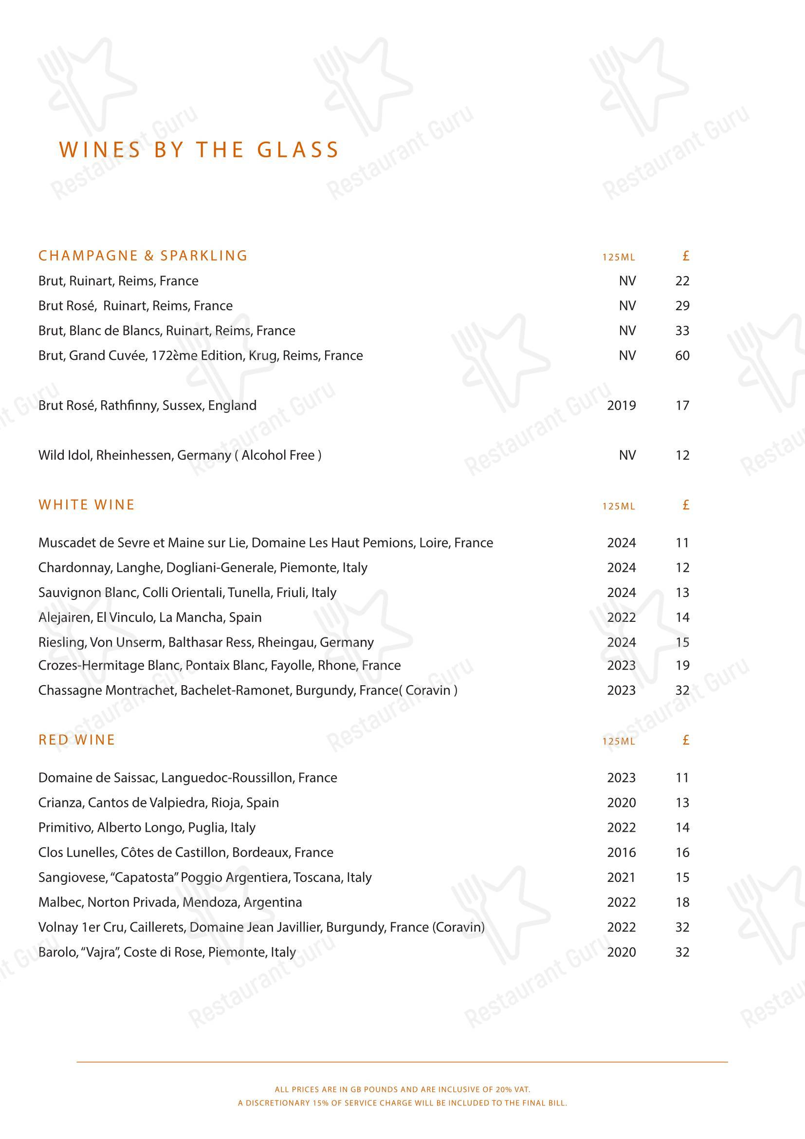 Group Booking Menu ресторана NIJŪ в Лондоне