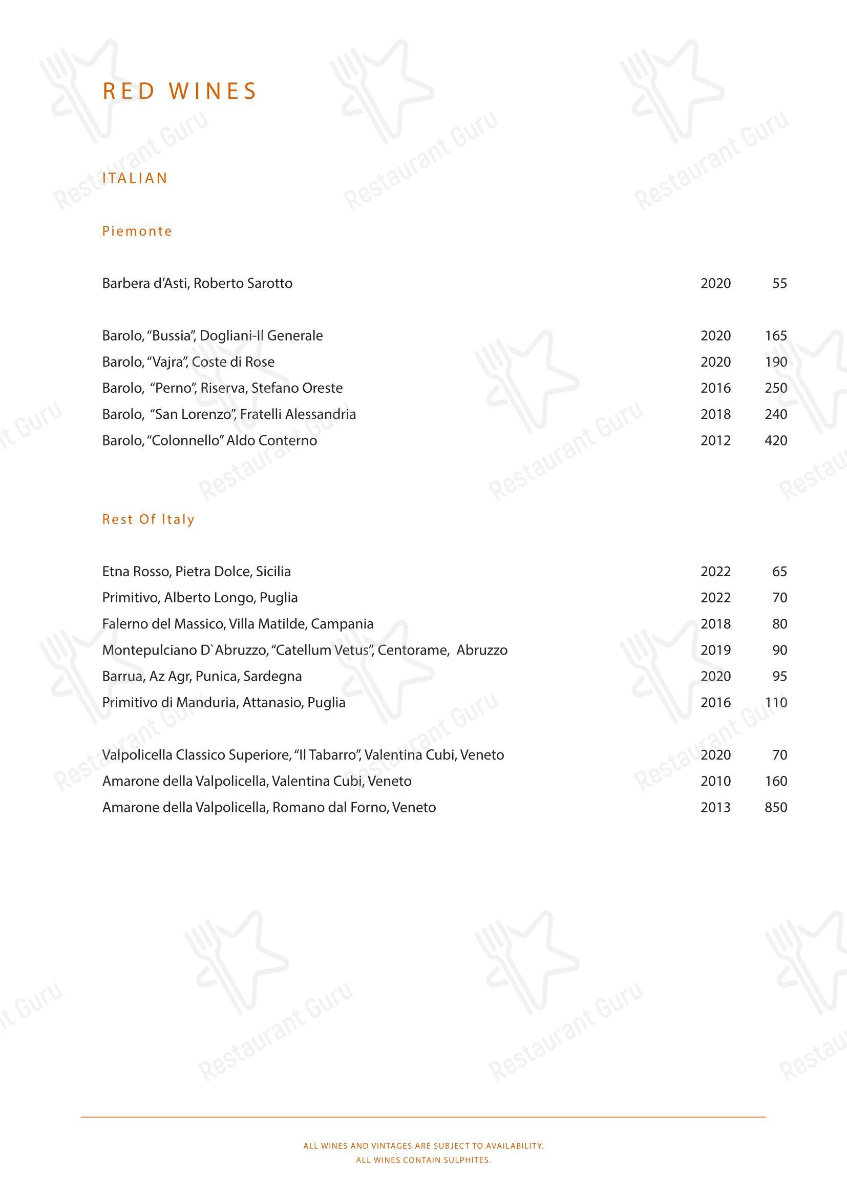 Group Booking Menu ресторана NIJŪ в Лондоне