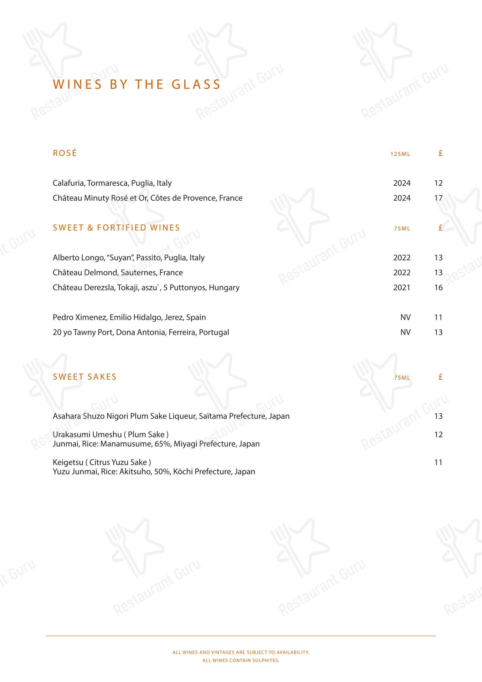 Group Booking Menu ресторана NIJŪ