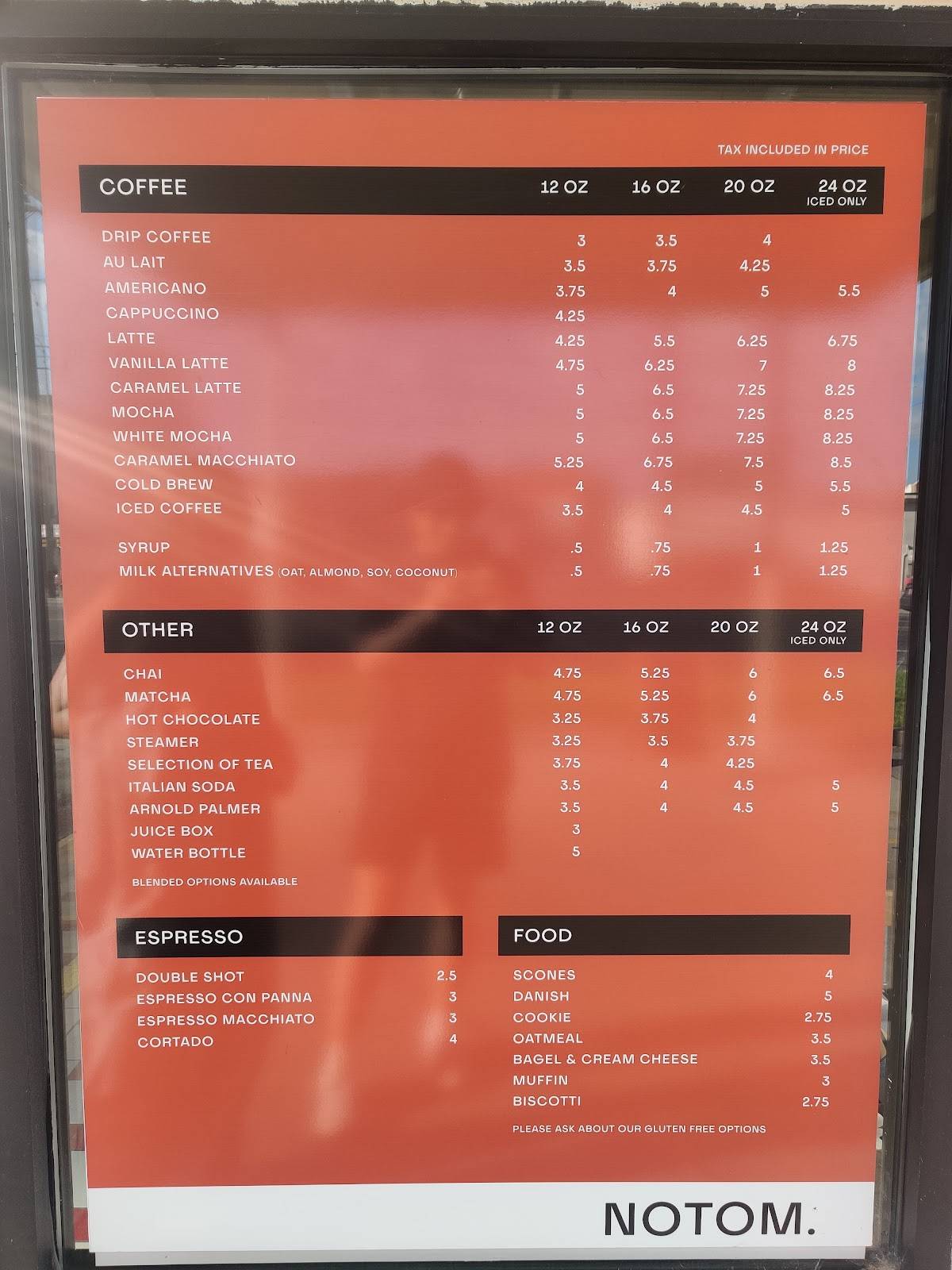 NOTOM. Drive-Thru меню