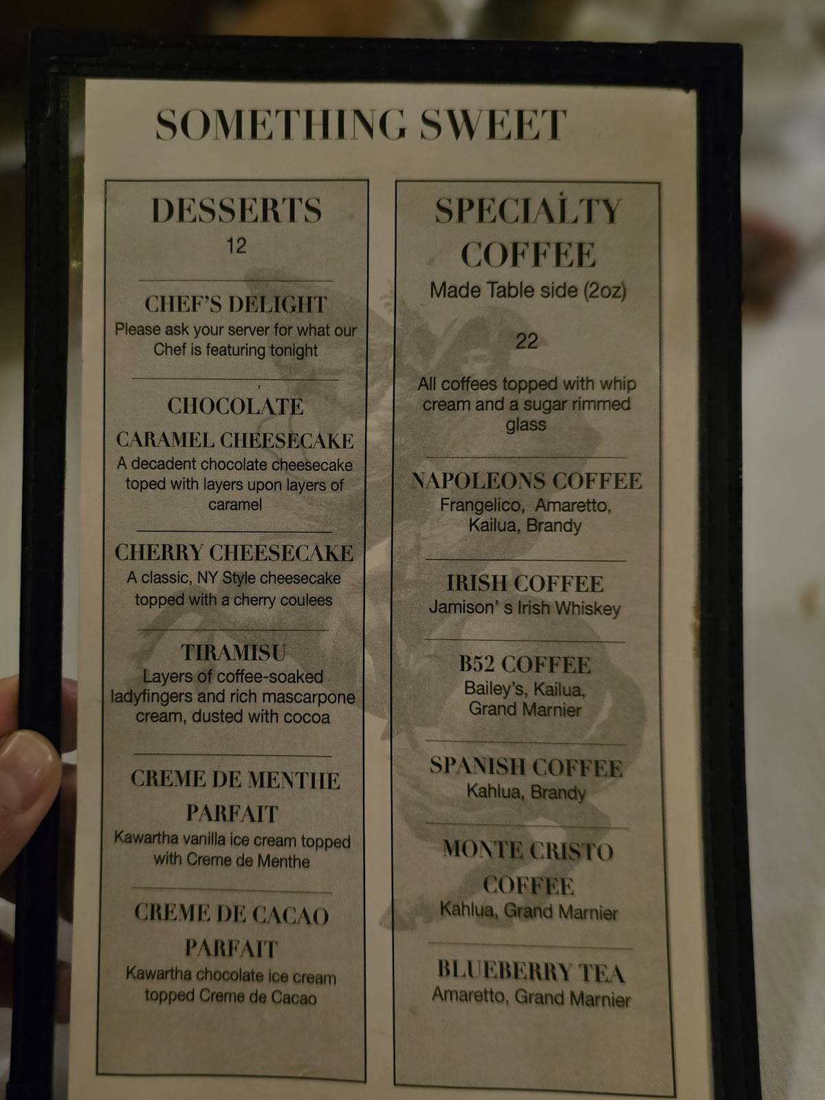 Napoleon’s Steak & Seafood меню