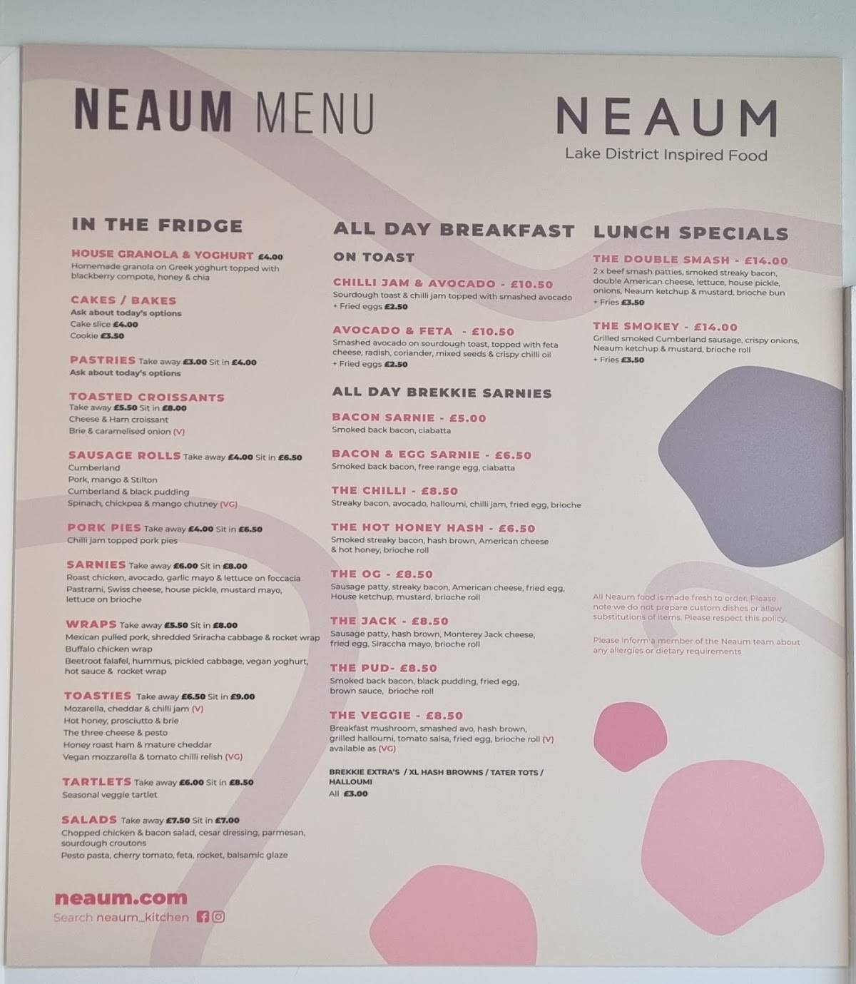 Neaum меню