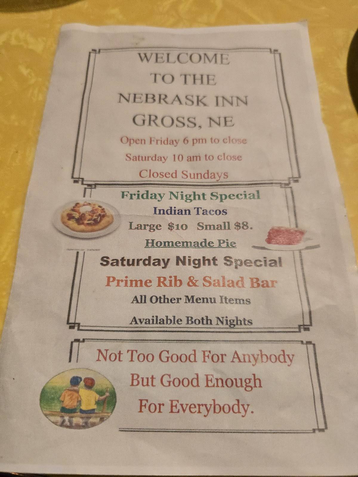 Nebrask Inn меню