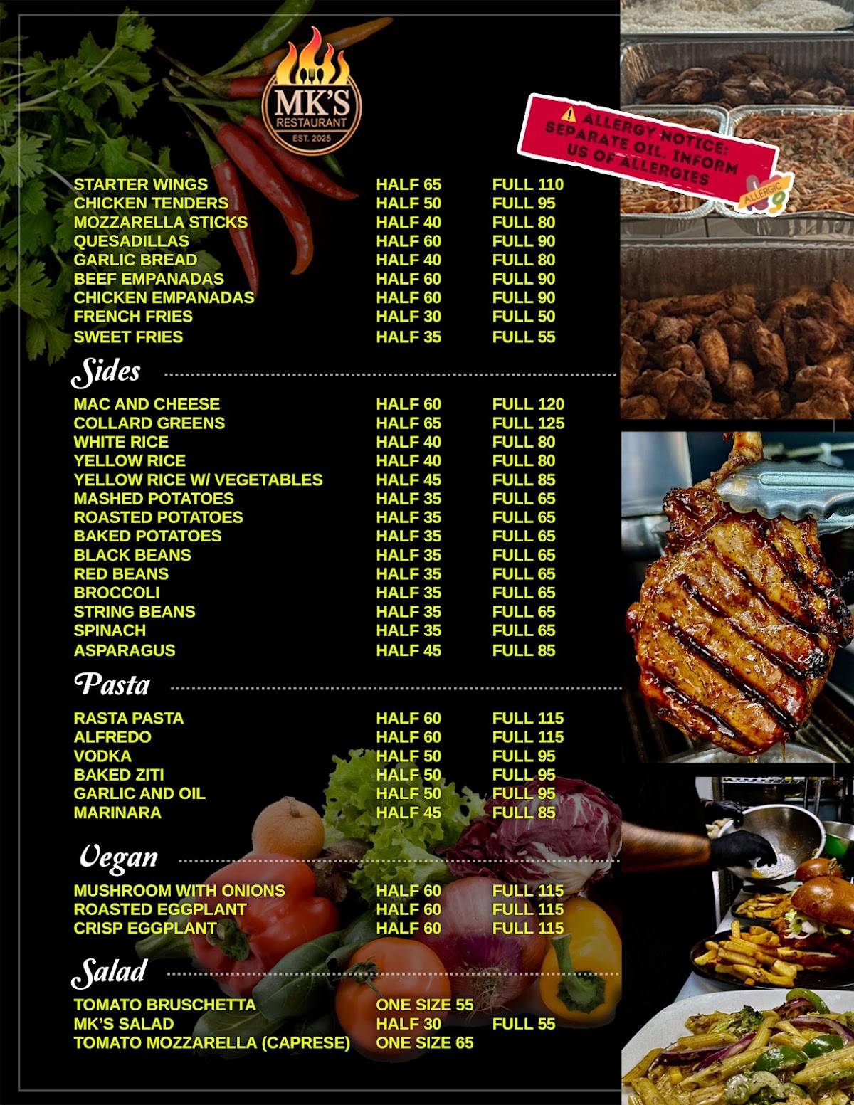MK’s Restaurant меню