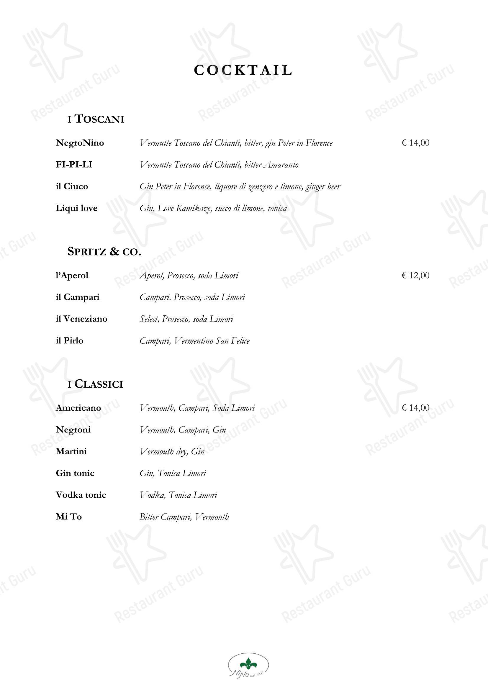 Меню ресторана Nino Restaurant - Меню
