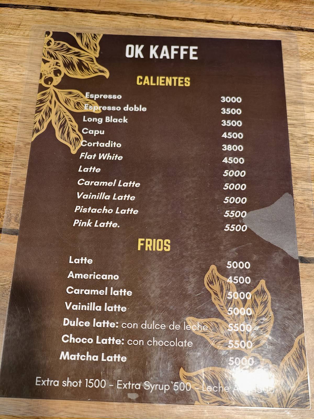 OK KAFFE меню