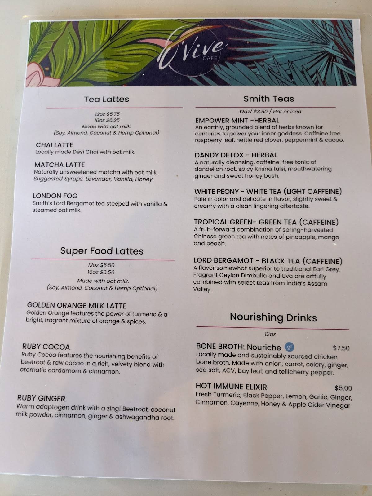 O'Vive Cafe меню