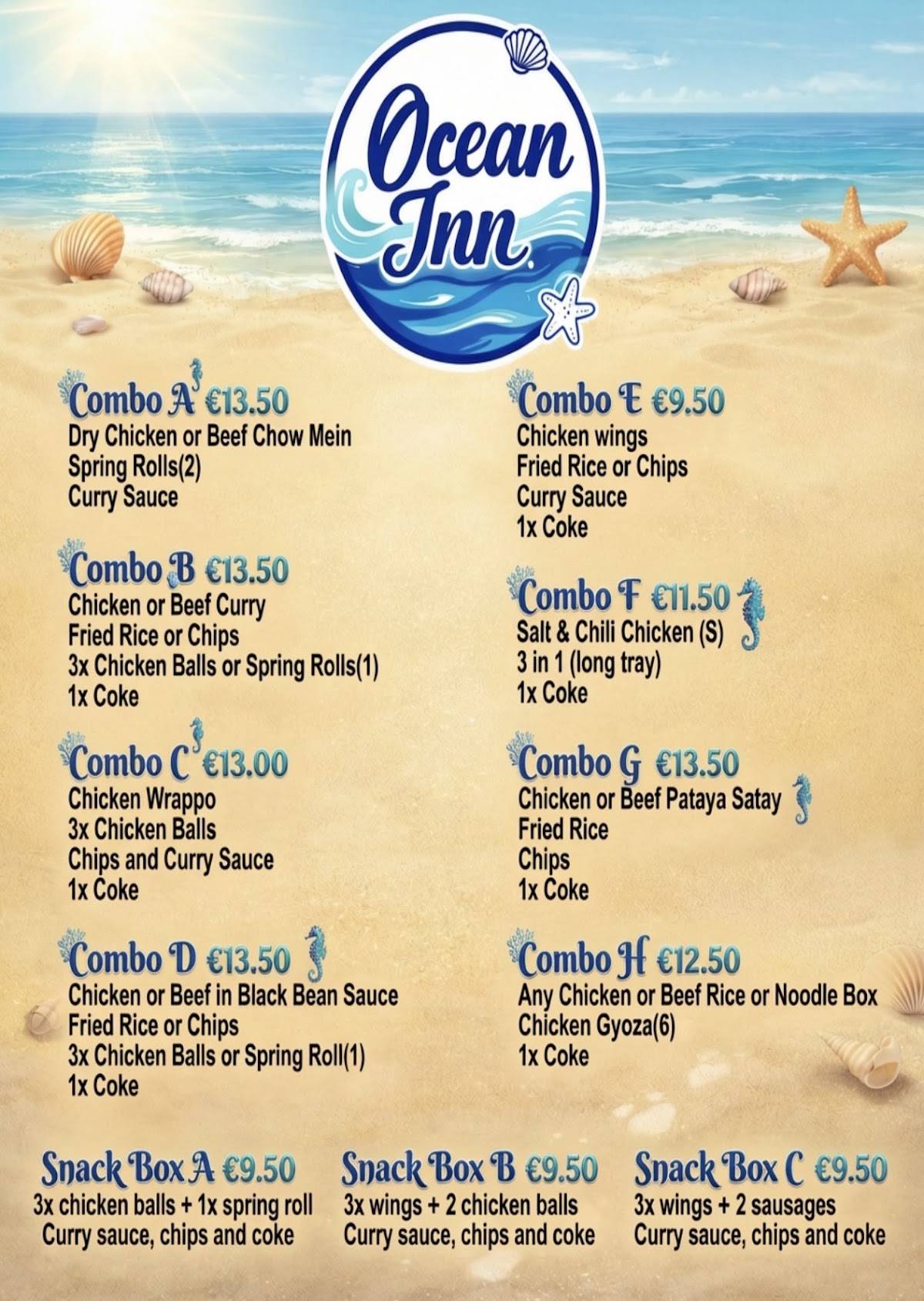 Ocean Inn меню