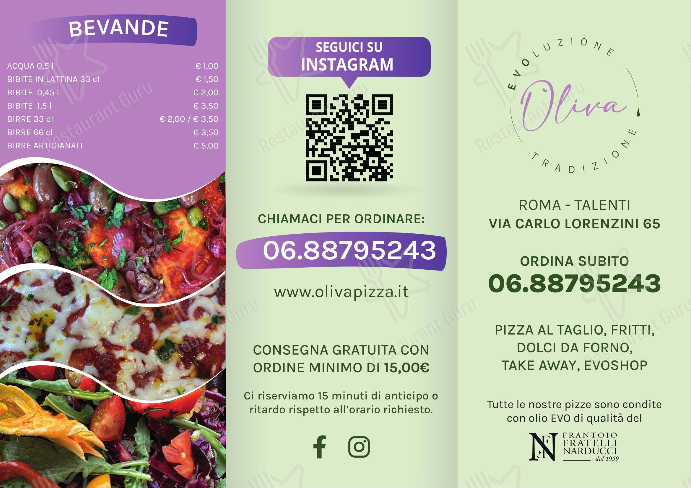 Меню пиццерии Oliva Pizza - Roma Talenti