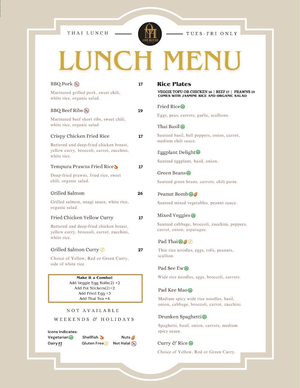 One House Bistro Brunch & Thai меню