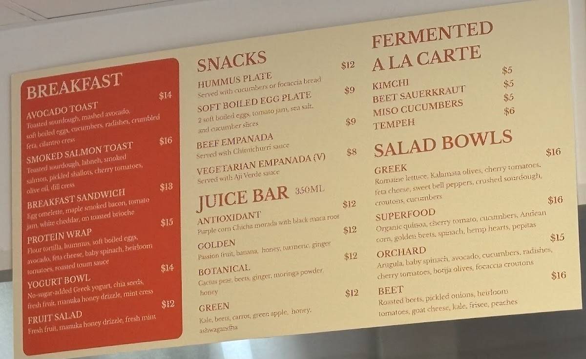 Orchard Kitchen меню