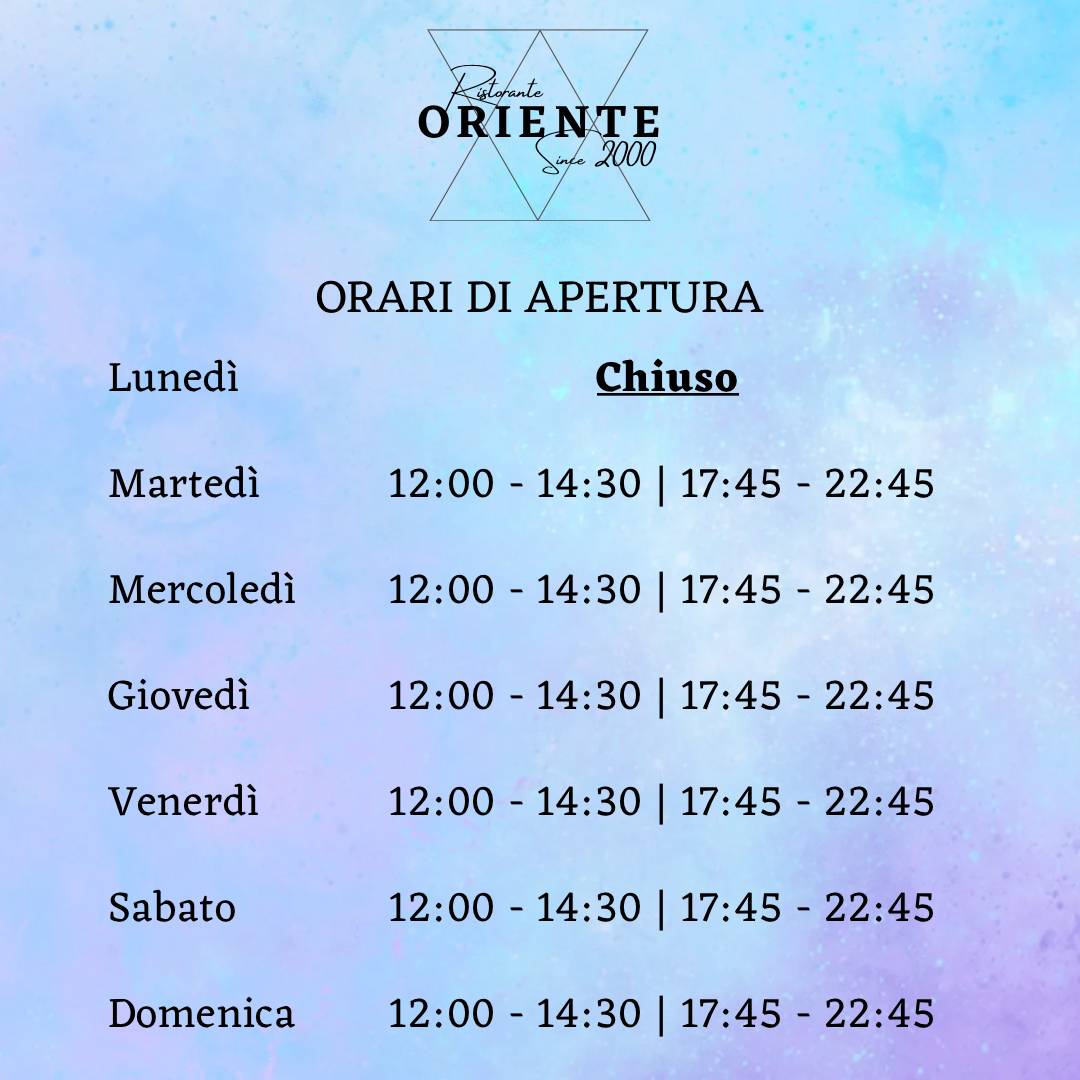 Oriente меню