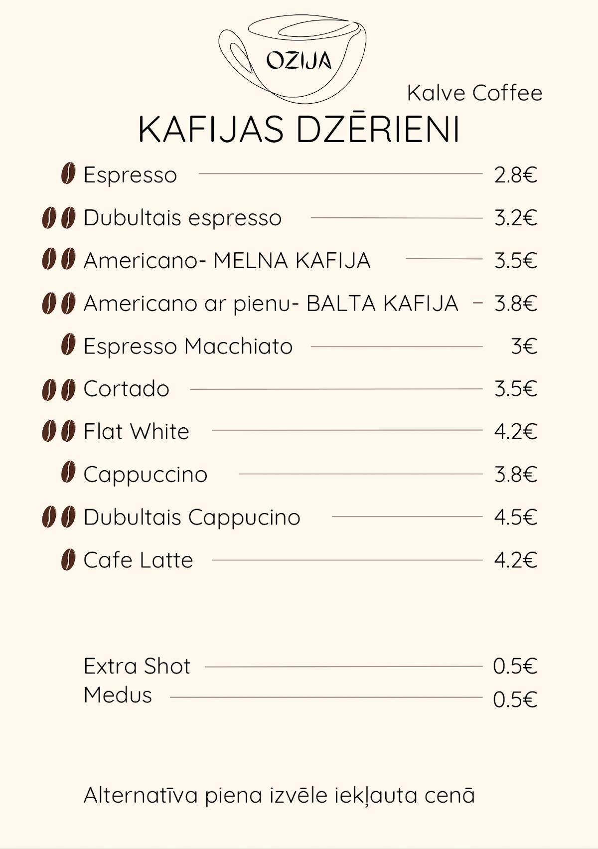 OZIJA меню