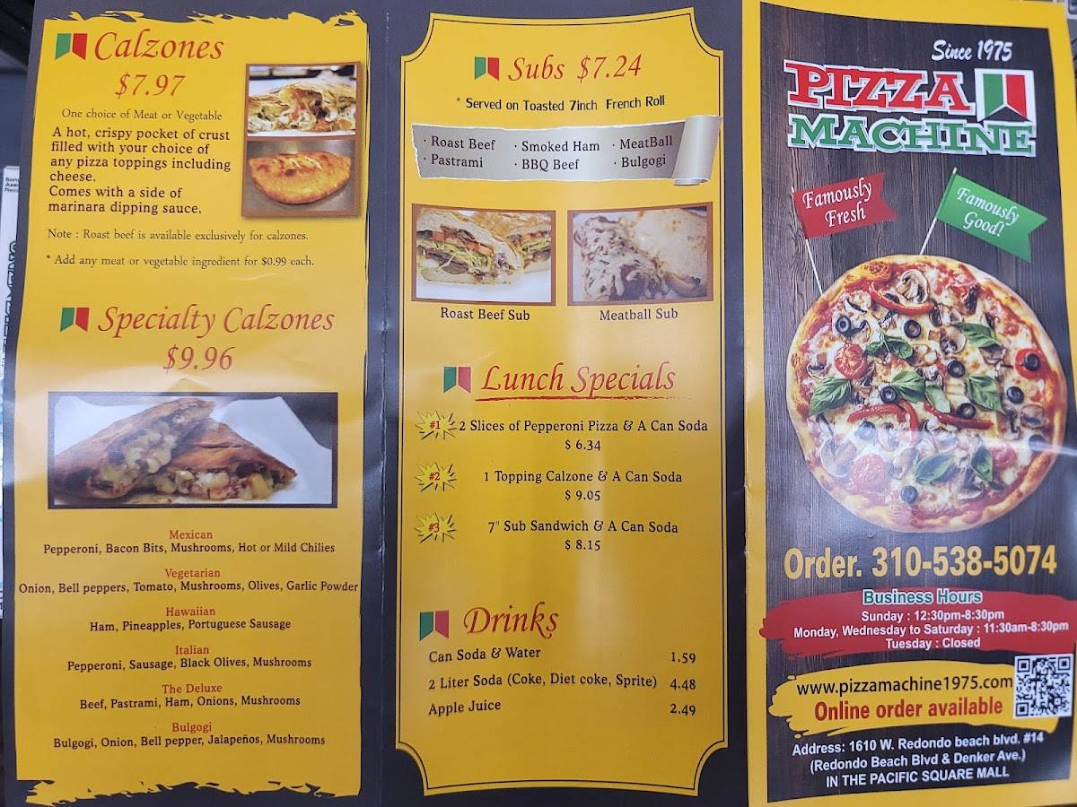 PIZZA MACHINE меню