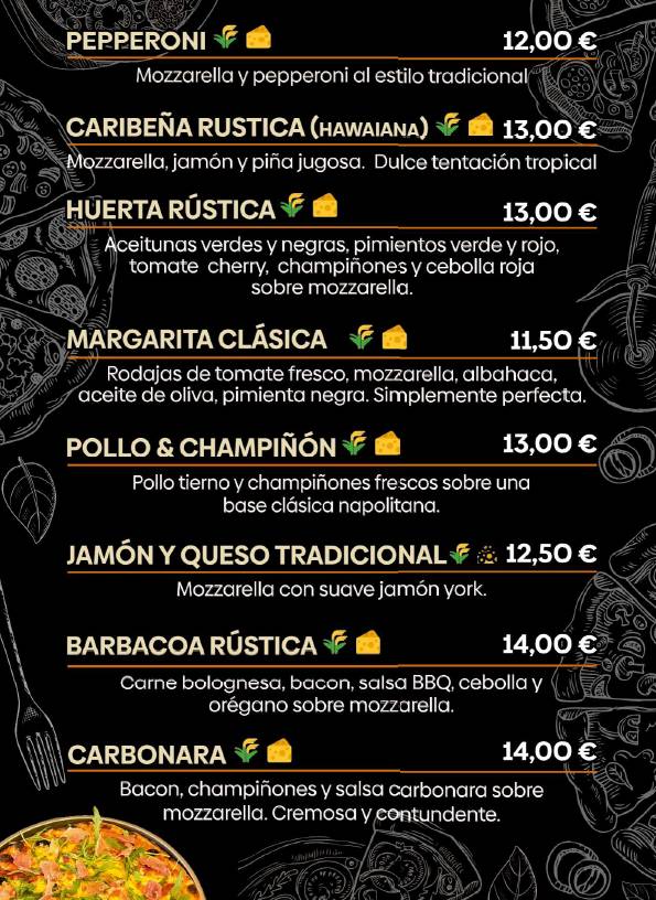 PIZZERÍA LA RÚSTICA меню