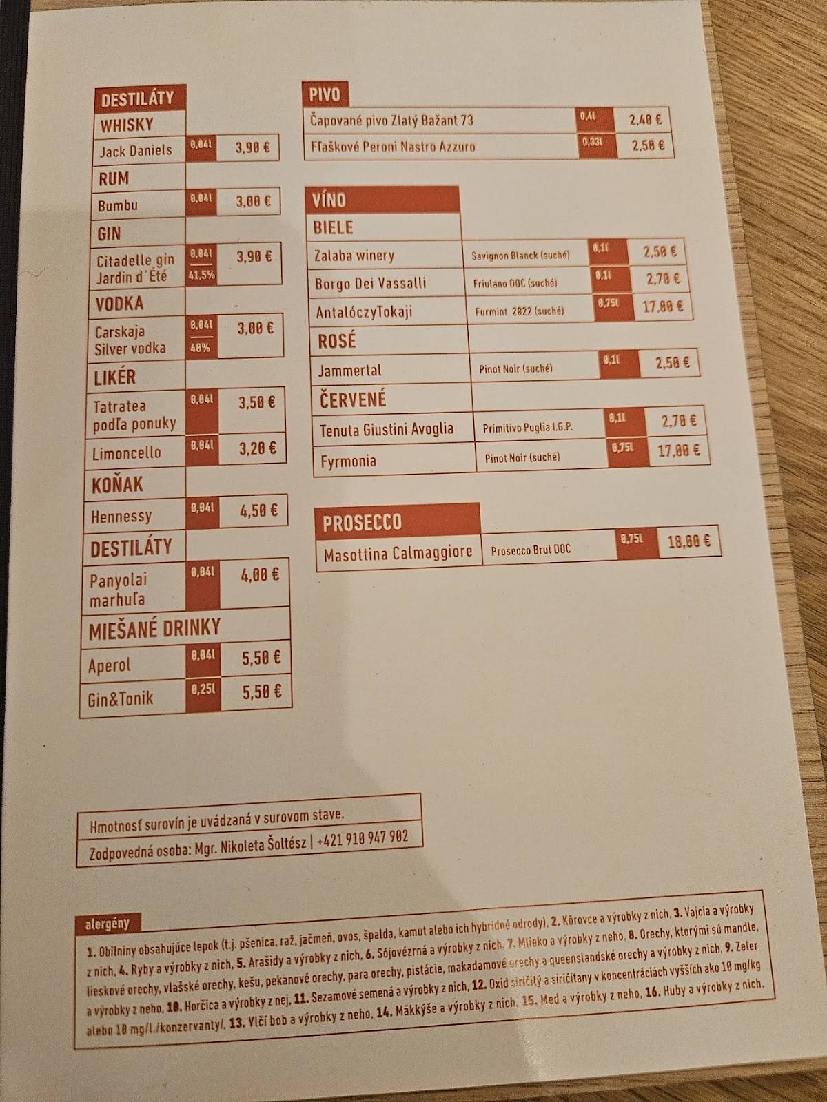 PLACC Pizza меню