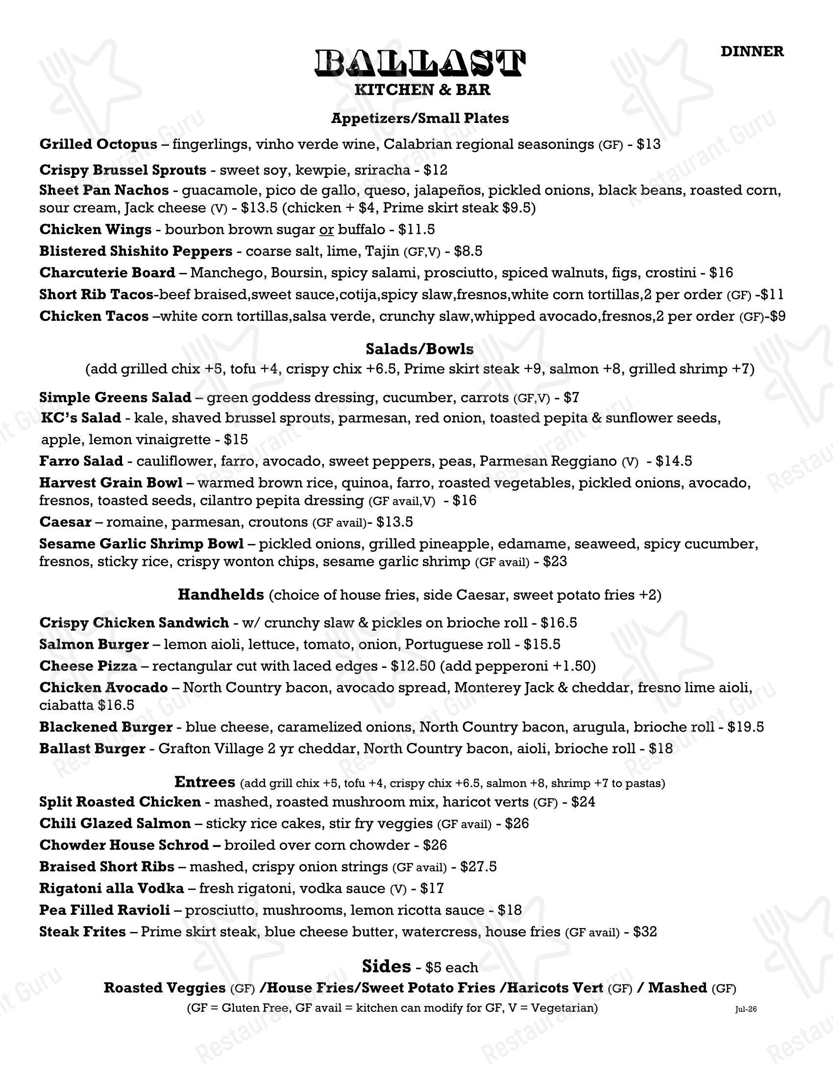 Pasta Caffé в Куинси - Меню