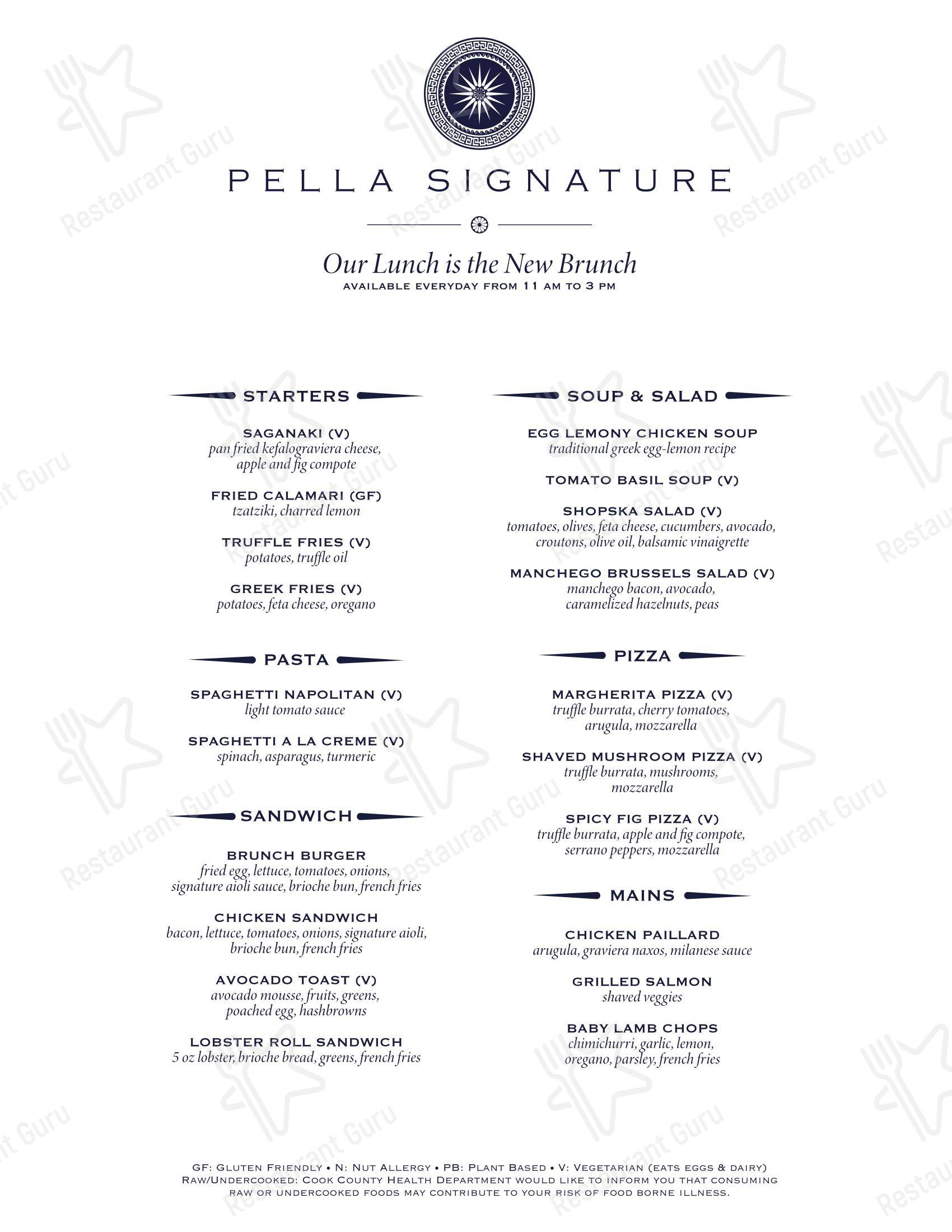 Меню напитков ресторана Pella Signature в Берре Ридж
