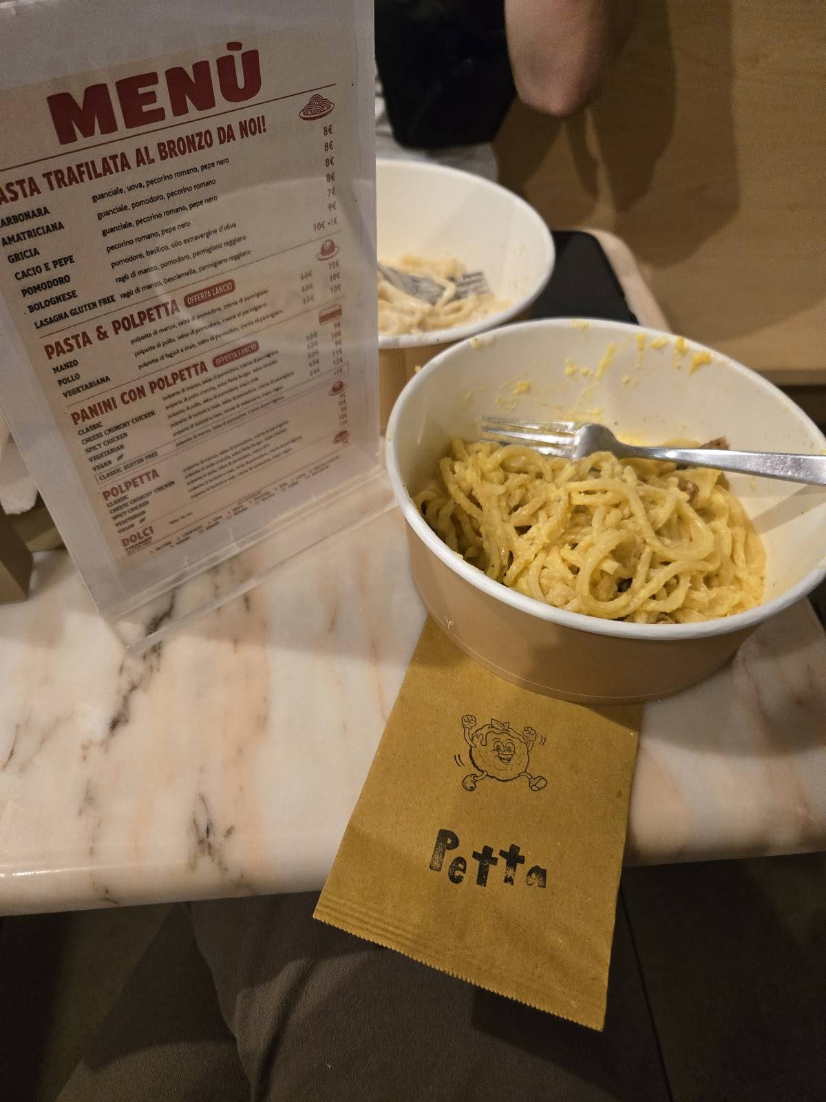 Petta Roma - Pasta e Polpetta меню