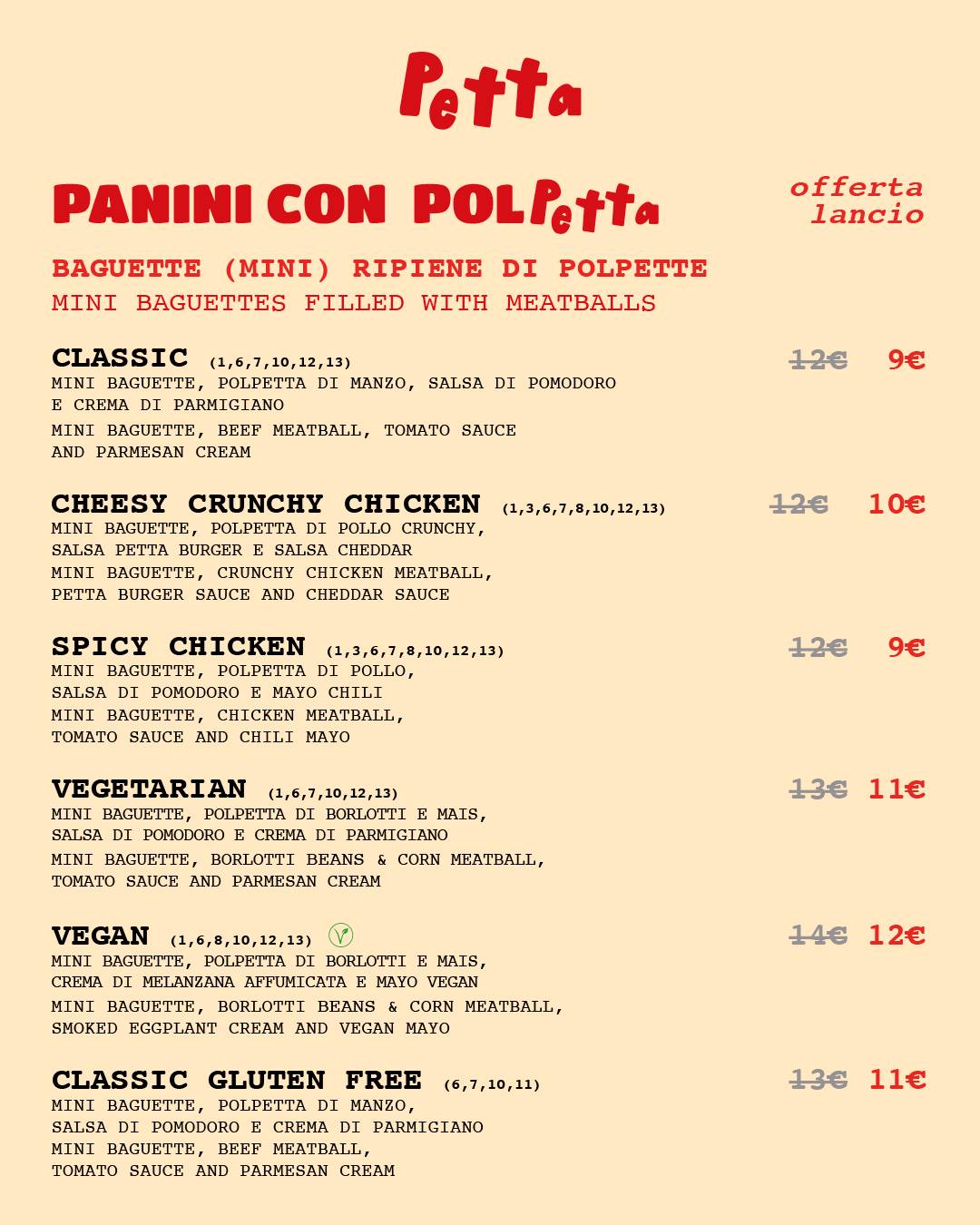 Petta Roma - Pasta e Polpetta меню