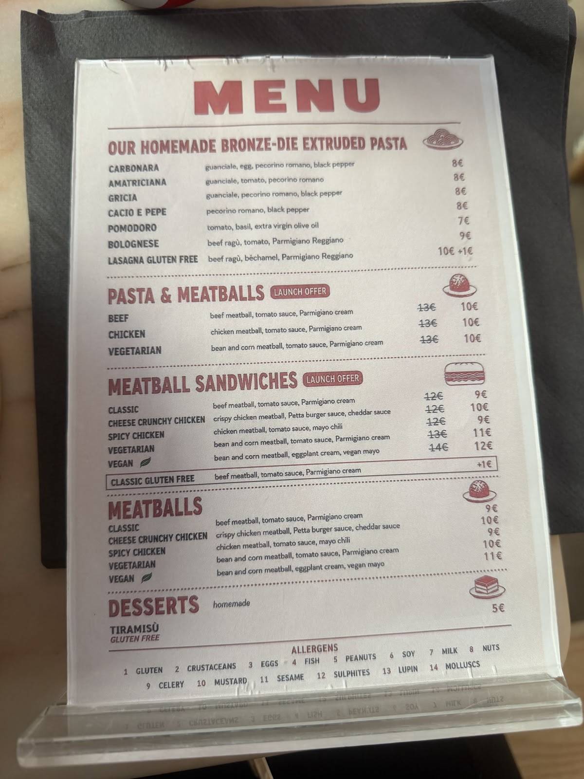 Petta Roma - Pasta e Polpetta меню
