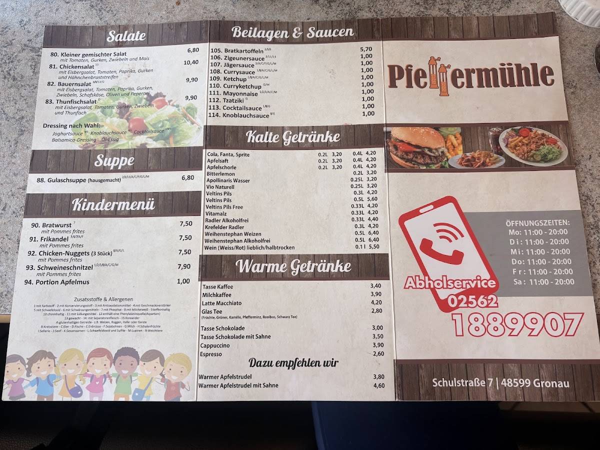 Pfeffermühle меню